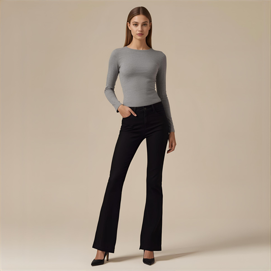 GRISELLE | Gray Fitted Long-Sleeve Elegant Casual Shirt