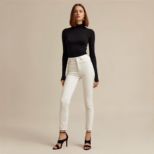 EBONIA | Black Long-Sleeve Classy Elegant Turtleneck